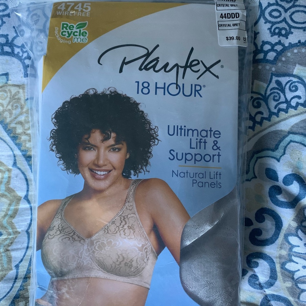 New Playtex 18-hour Ultimate Lift&Support Warm Steel Bra Size 44DDD